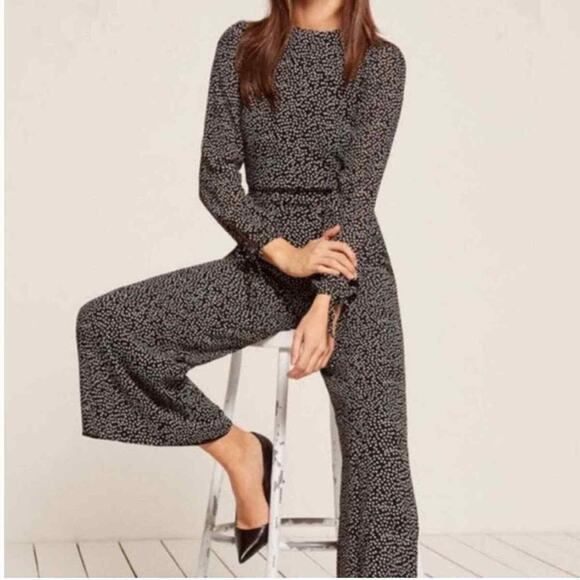 Reformation Pants - Reformation Missy Jumpsuit Black Nebraska Cropped Long Sleeve Casual Size 2